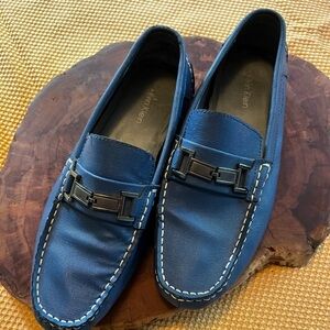 Blue Calvin Klein Buckled Slip On Loafers